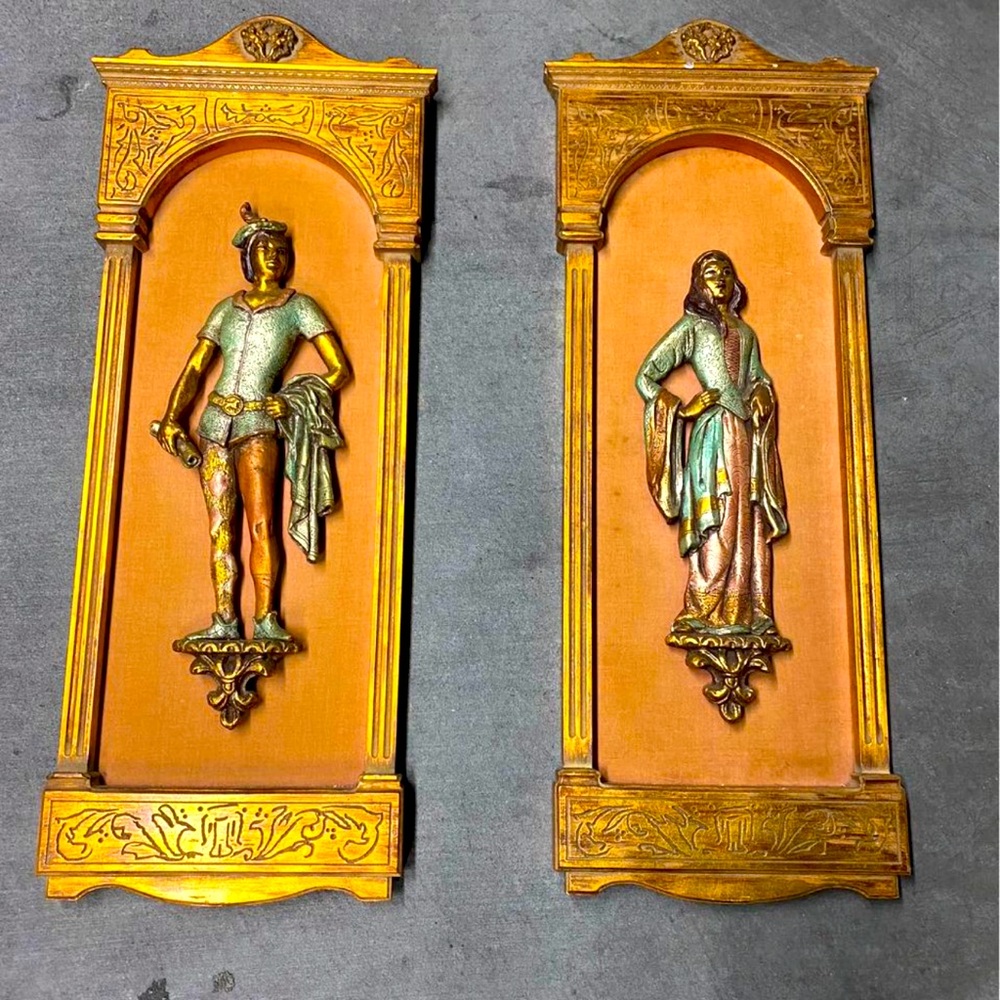 Gilt Gold Frame Antique Or Mid century Figurines Art Deco Harlequin Figure